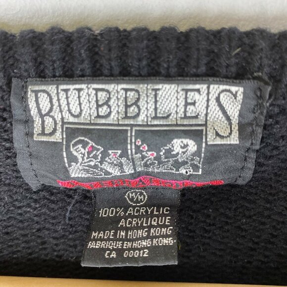 Vintage Sweater Womens Size Medium Black Pullover Embroidered Floral Long Sleeve - Picture 3 of 4